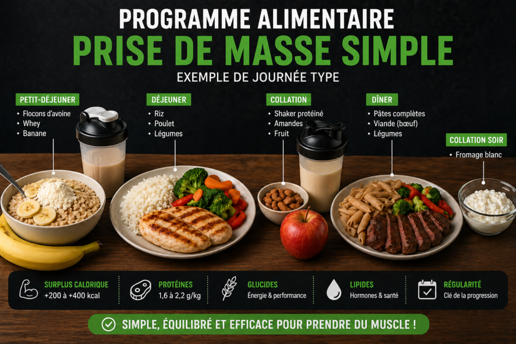 programme alimentaire prise de masse simple exemple repas musculation pour prendre du muscle