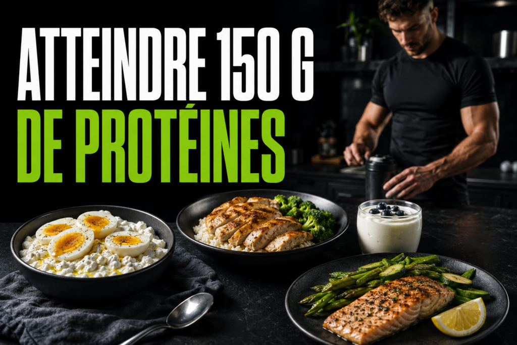 Plusieurs repas permettant d’atteindre 150 grammes de protéines dans la journée