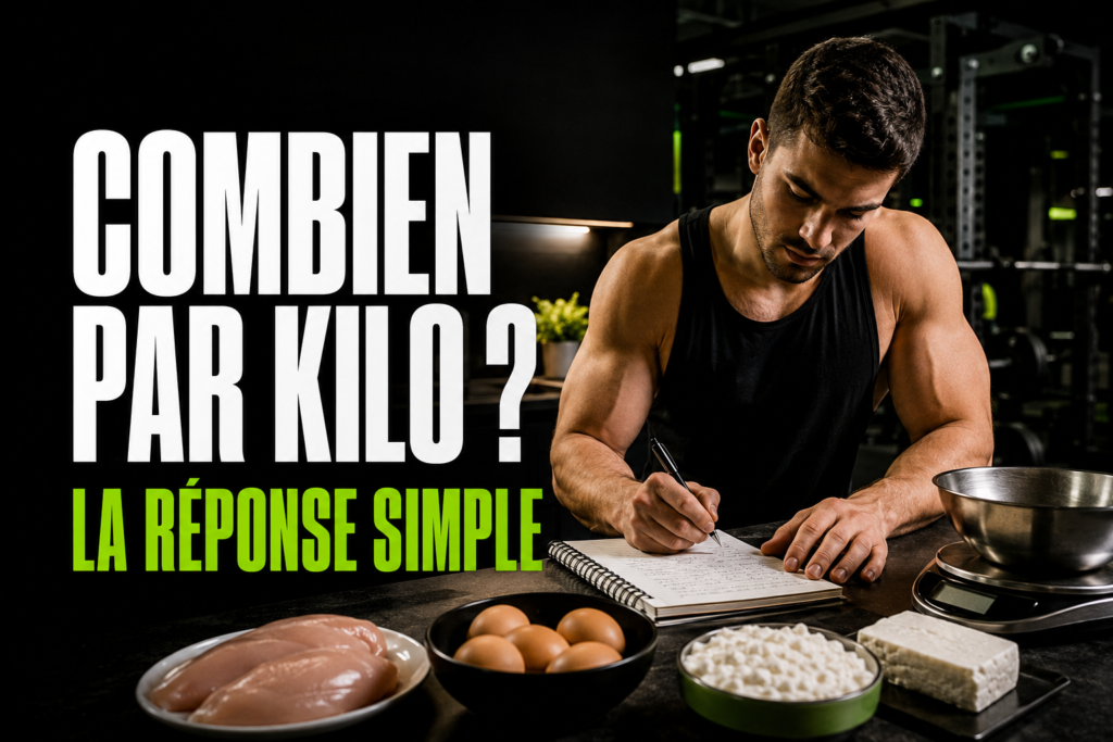 Athlète calculant simplement sa quantité quotidienne de protéines par kilo