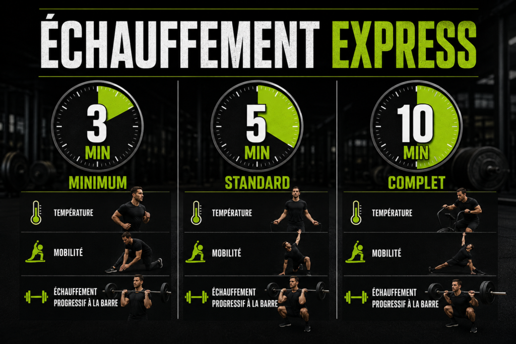 Échauffement musculation de 3, 5 ou 10 minutes