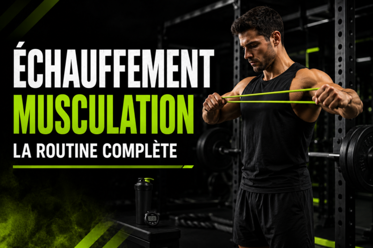 Échauffement en musculation avant une séance avec élastique et barre légère