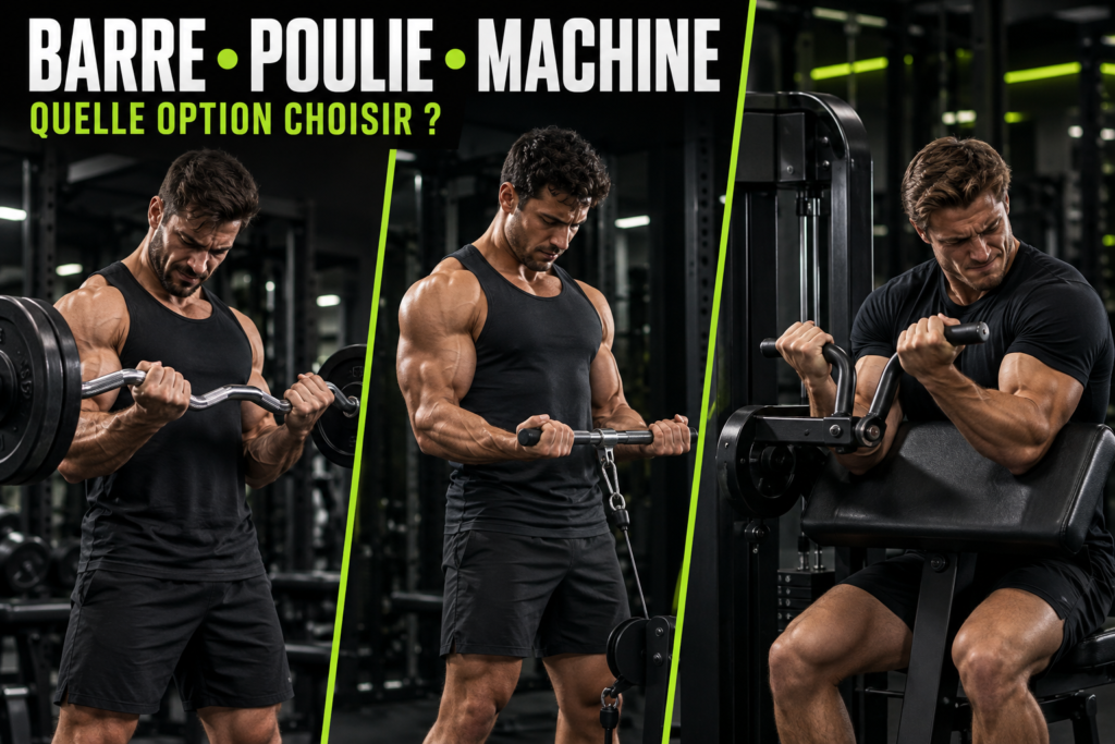 curl biceps barre poulie machine